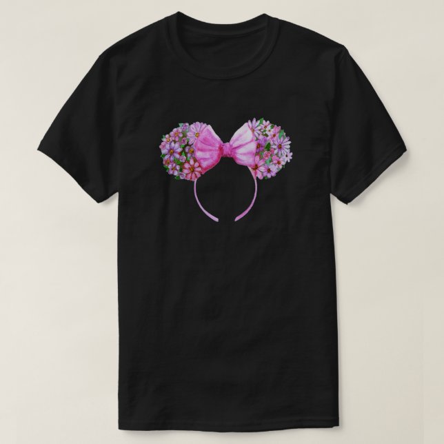 T-shirt Aquarelle Florale Minnie Ears (Design devant)