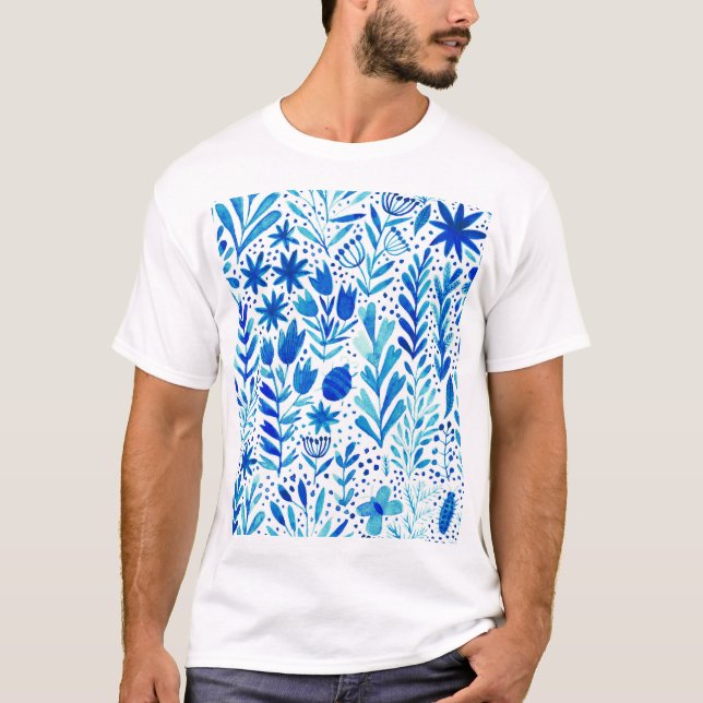 T-shirt Aquarelle florale Plantes texture transparente (Devant)
