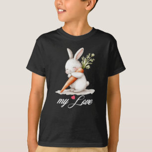 T-shirt Aquarelle Fluffy Bunny Carrot Love