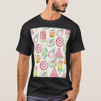 T-shirt Aquarelle fruits tropicaux, glace motif.
