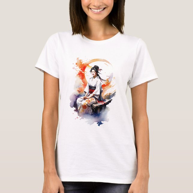 T-shirt Aquarelle Geisha (Devant)