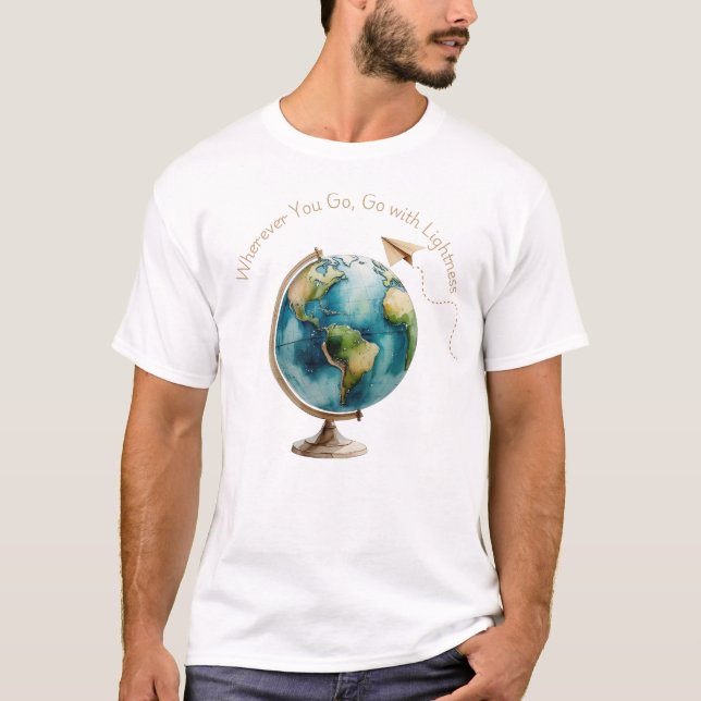 T-shirt Aquarelle Globe Art - Où que vous alliez (Devant)