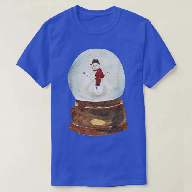 T-shirt Aquarelle Globe des neiges Père Noël (Design devant)