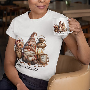 T-shirt Aquarelle Gnome Cosy et Caféiné