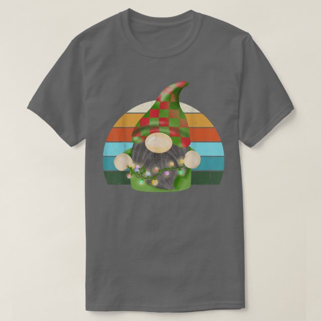 T-shirt Aquarelle Gnome Père Noël Noël Arbre Lumière Noël (Design devant)