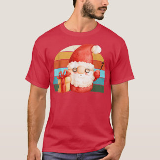 T-shirt Aquarelle Gnome Père Noël Noël Arbre Lumière Noël
