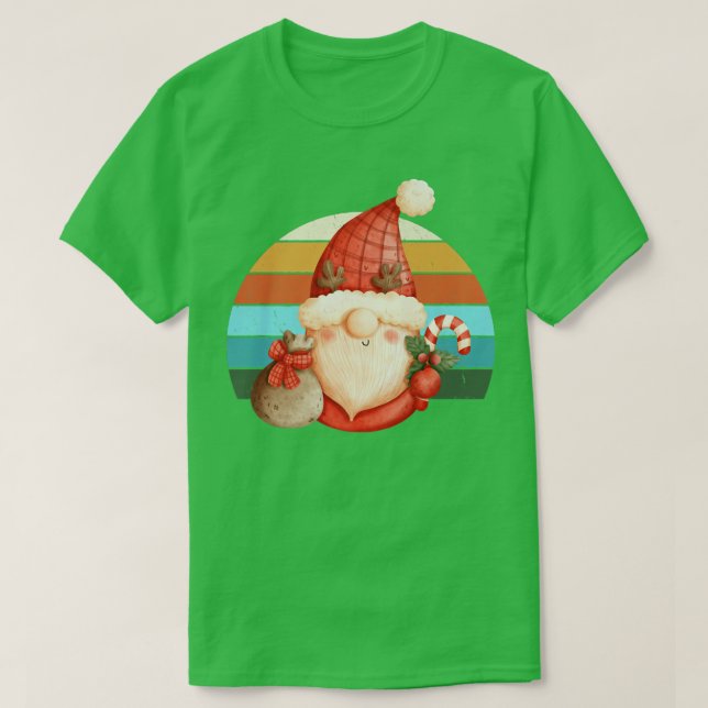 T-shirt Aquarelle Gnome Père Noël Noël Arbre Lumière Noël (Design devant)