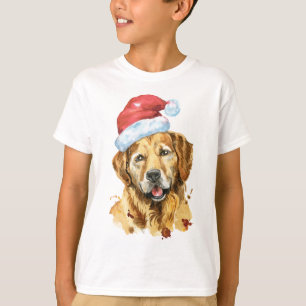 T-shirt Aquarelle Golden Retriever Père Noël