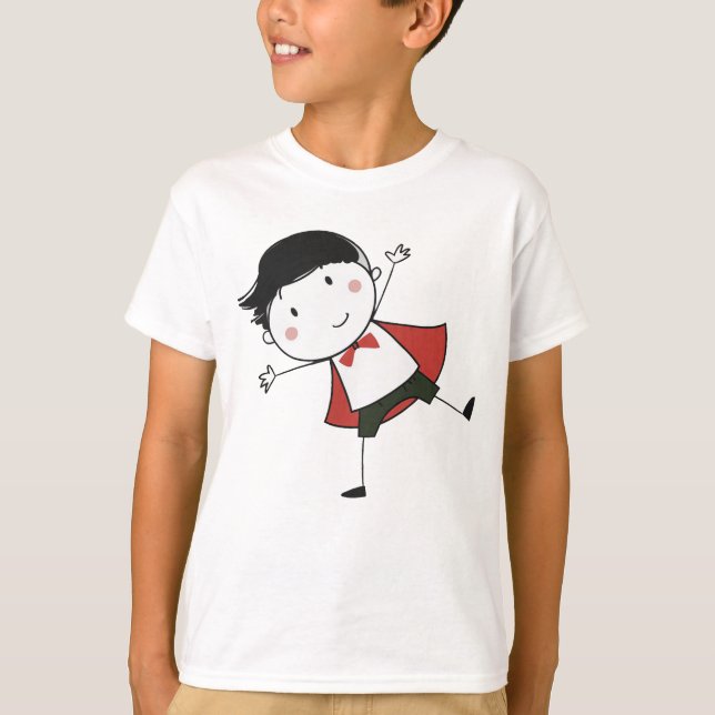 T-shirt Aquarelle Happy Stick Boy Red Cape Beautiful (Devant)