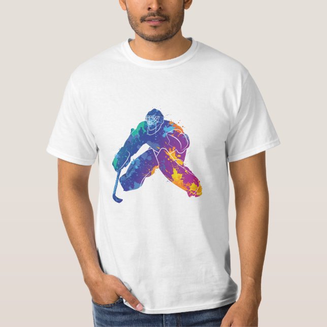 T-shirt Aquarelle Hockey sur glace Goalie (Devant)