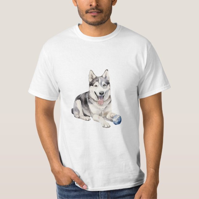 T-shirt Aquarelle Husky Chien (Devant)