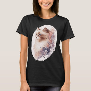 T-shirt Aquarelle japonaise de chatte Birman en fleurs Sak