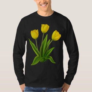 T-shirt Aquarelle jaune Tulip Floral Fleur Bouquet Spri