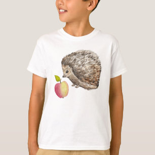 T-shirt Aquarelle joli hérisson et pomme
