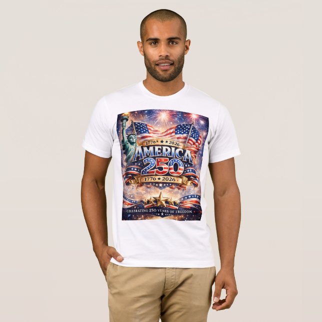 T-shirt Aquarelle Jour de l'Indépendance (Devant entier)