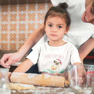 T-Shirt Aquarelle Joyeux Noël Chien-taureau français