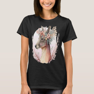 T-shirt Aquarelle Kangaroo Fleur Couronne Animal Australie