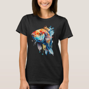 T-shirt Aquarelle Koi Carp Coloré Poisson Pond Pêche