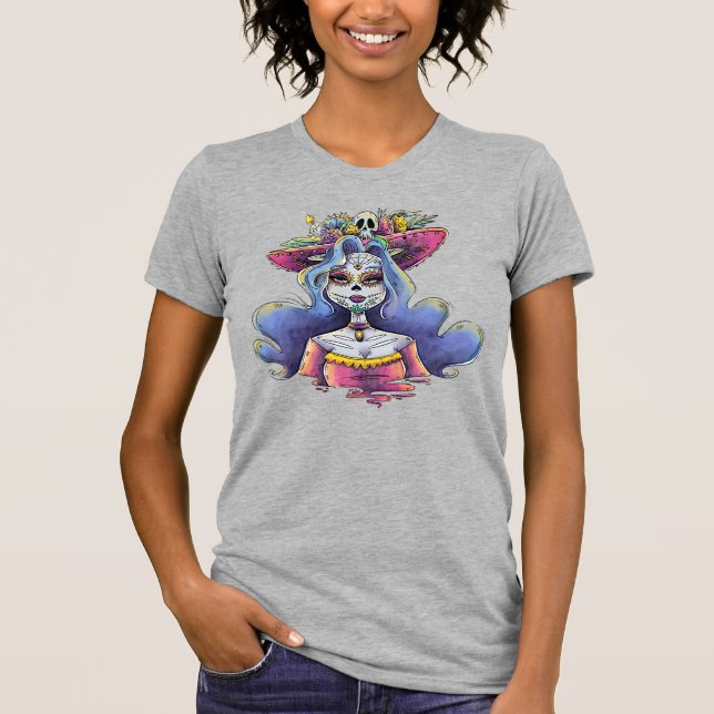 T-shirt Aquarelle La Catrina, bleu dur (Devant)