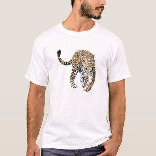 T-shirt aquarelle léopard jungle chat animal peint vert