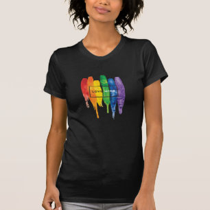 T-shirt Aquarelle LGBT L'amour gagne Rainbow Paint Typogra