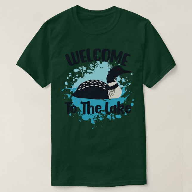 T-shirt Aquarelle Loon Natation Bienvenue Au Lac (Design devant)