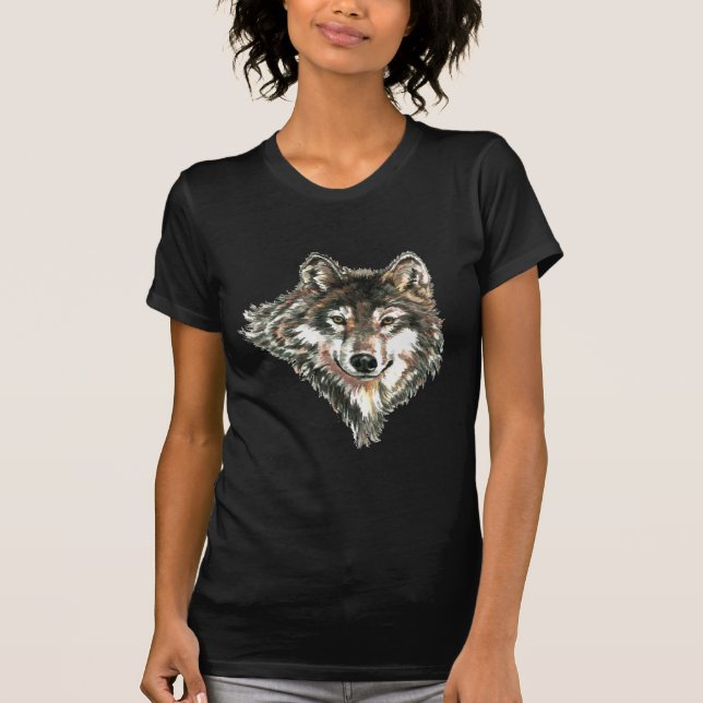 T-shirt Aquarelle Loup, Loups, Animal sauvage, Nature, (Devant)