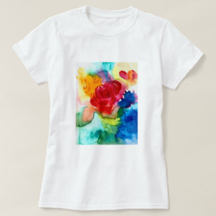 T-shirt Aquarelle magnifique art rose abstrait