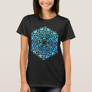 T-shirt Aquarelle Mandala bleu et vert