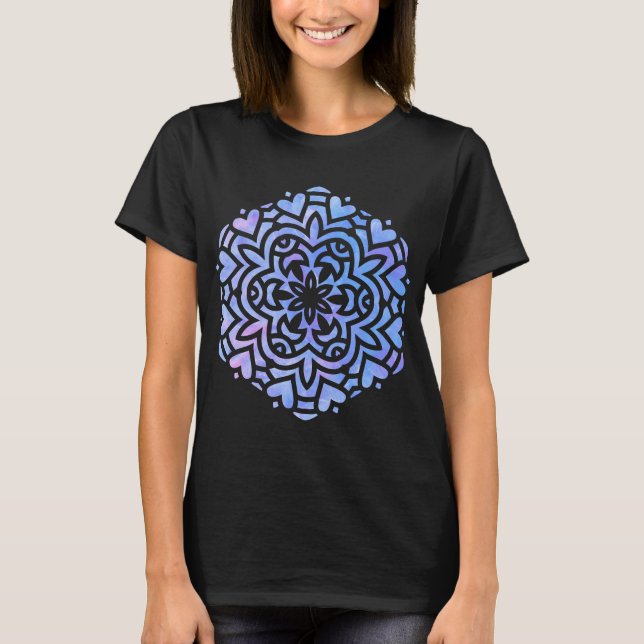 T-shirt Aquarelle Mandala violet et bleu (Devant)