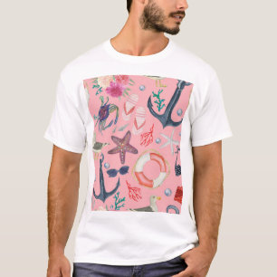 T-shirt Aquarelle marine Ancre Motif de poisson étoilé