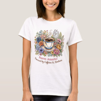 T-shirt Aquarelle Médical Café Floral Nom Personnalisé