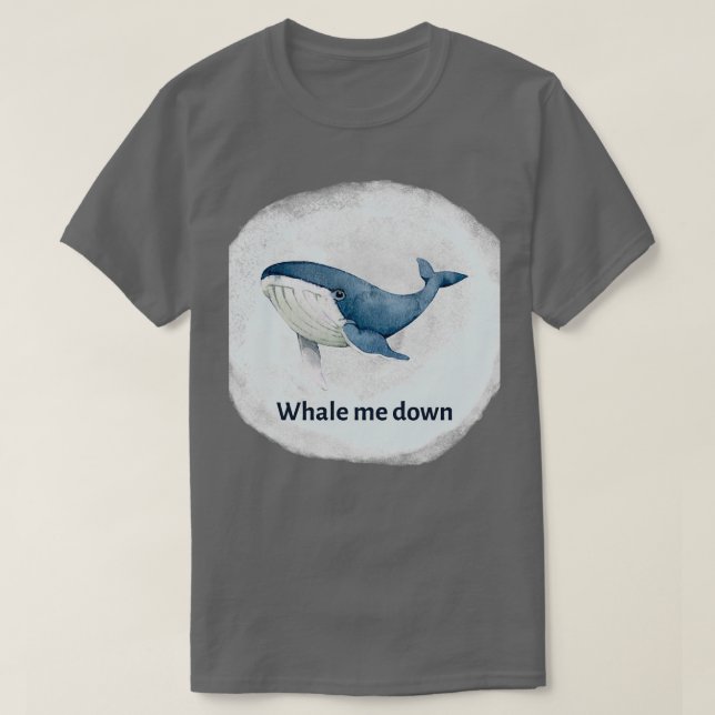 T-shirt Aquarelle mignon animal Baleine me vers le bas (Design devant)