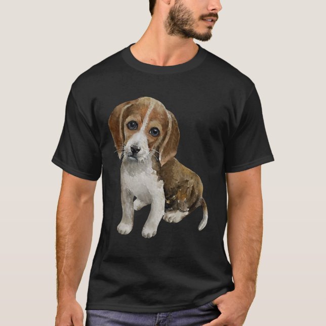 T-shirt Aquarelle mignonne Beagle Chien Chien Chien Peintu (Devant)