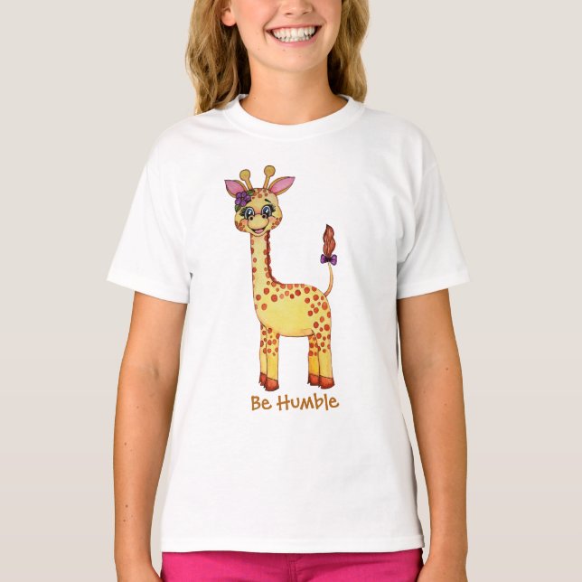 T-shirt Aquarelle mignonne bébé Giraffe (Devant)
