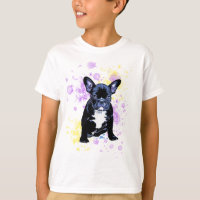 Aquarelle mignonne de bouledogue français noire