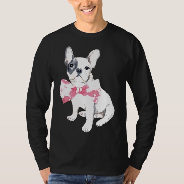 T-shirt Aquarelle mignonne Français Bulldog Bowtie Femme f (Devant)
