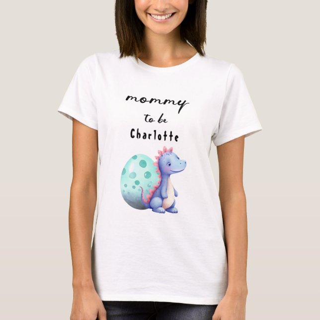 T-shirt Aquarelle mignonne Petit Dinosaure Mommy-to-be (Devant)