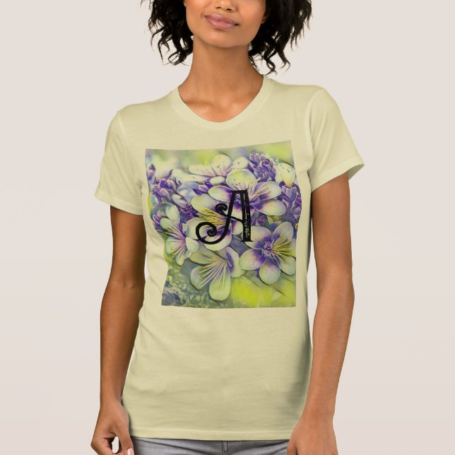 T-shirt Aquarelle Monogram White Cherry Blossoms (Devant)