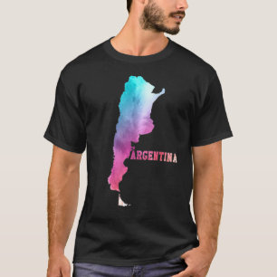 T-shirt Aquarelle Multicolor Argentine Carte Artwor numéri