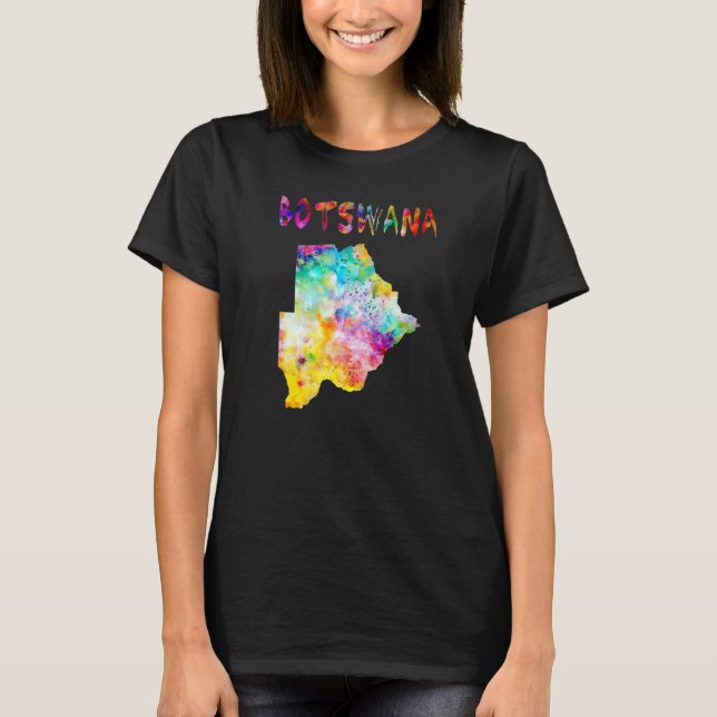 T-shirt Aquarelle multicolore Botswana Map Artwork numériq (Devant)