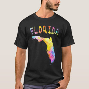 T-shirt Aquarelle multicolore Florida State Map Digital Ar