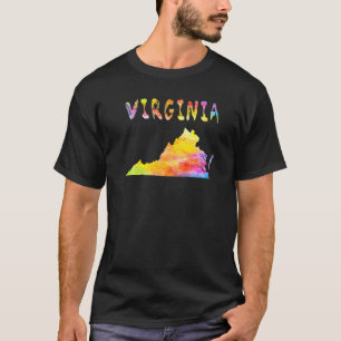 T-shirt Aquarelle multicolore Virginie Carte d'État numéri