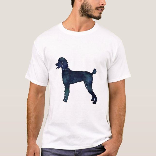 T-shirt Aquarelle noire de caniche Silhouette (Devant)