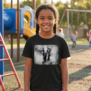 T-shirt Aquarelle noire et blanche africaine Eléphant