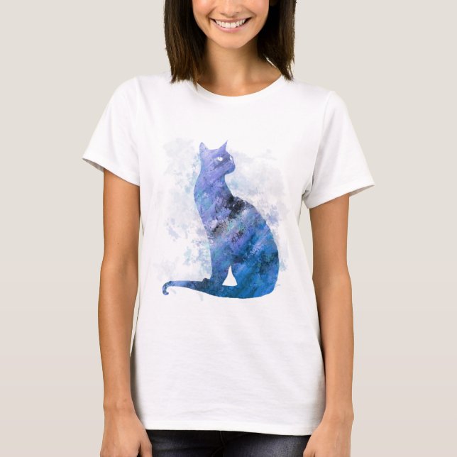 T-shirt Aquarelle numérique bleu Splash Siamese Cat 726 (Devant)