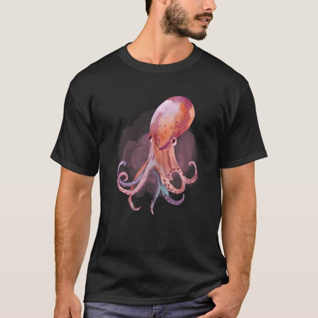 T-shirt Aquarelle Octopus Deep Ocean Créatures et Rift L (Devant)