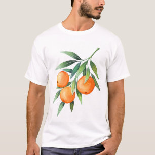 T-shirt Aquarelle Orange Fruits : Branches Isolées.
