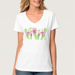 T-shirt Aquarelle Orchidée Fleur Colorié Décorative