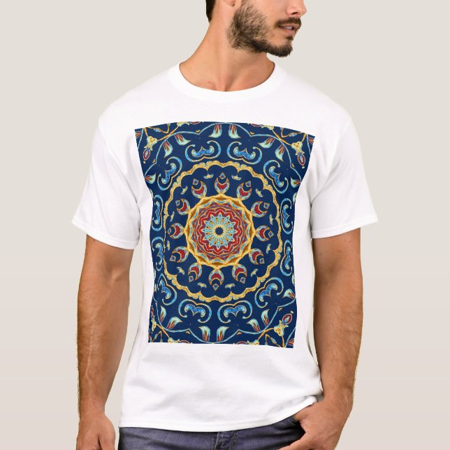 T-shirt Aquarelle orientale moquette Mandala florale (Devant)